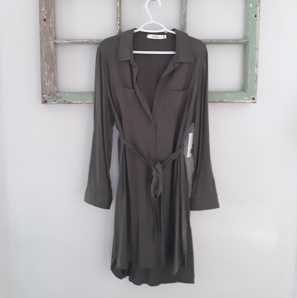 JustFab Olive Shirt Dress